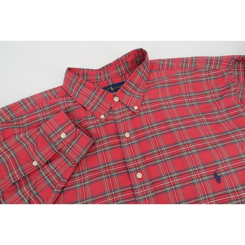 Ralph Lauren Button Down Shirt Mens 3XLT Red Plaid Long Sleeve